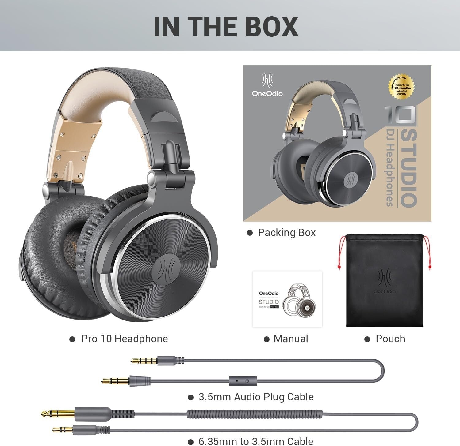 High-Sensitivity Studio Headphones with Adjustable Headband & Carrying Case