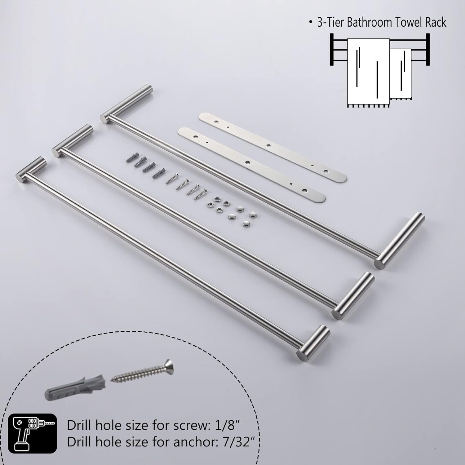 Brushed Nickel 3-Tier Stainless Steel Ladder Towel Rack for Modern Bathrooms
