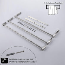 Load image into Gallery viewer, Brushed Nickel 3-Tier Stainless Steel Ladder Towel Rack for Modern Bathrooms