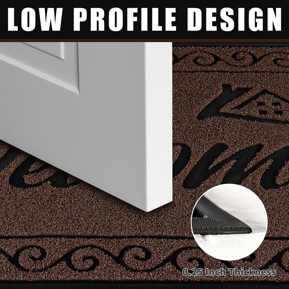 Elegant Striped Welcome Mat, 36x24 Inch Easy Clean for High Traffic Areas