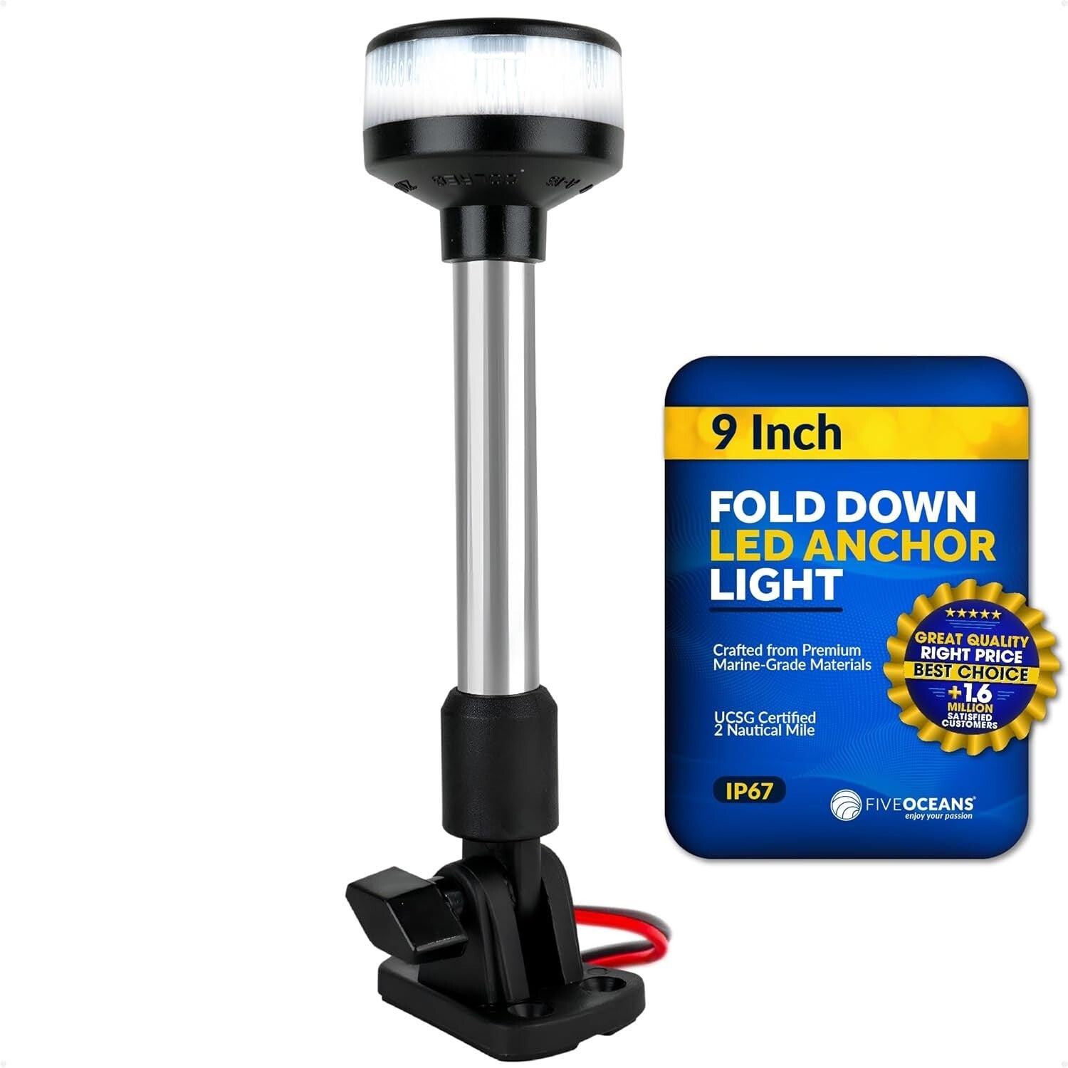 Bright 9-Inch LED Anchor Light with Clear Lens - Certified for Safe Navigation