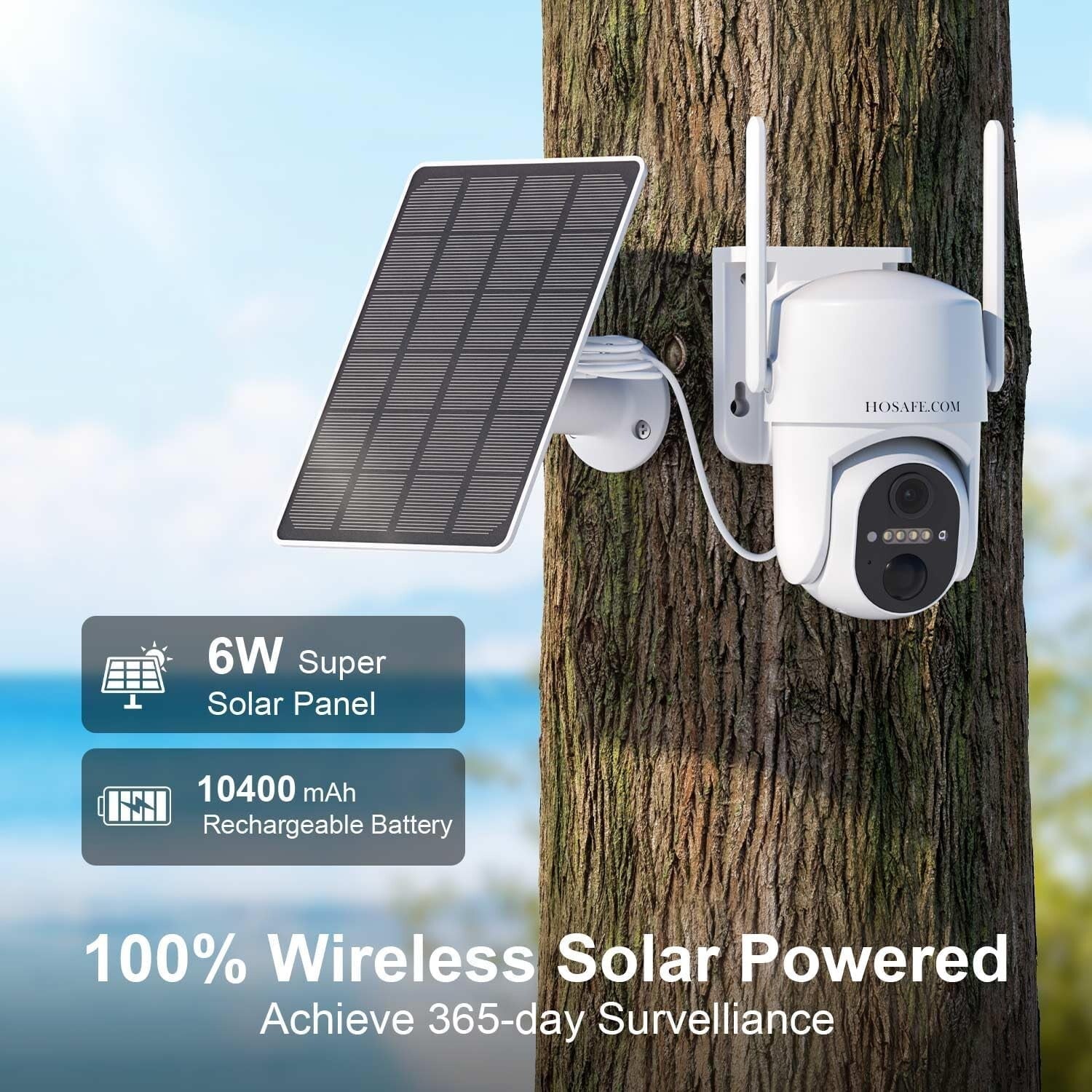 Wireless 2K HD Solar Security Camera with Remote Control & Night Vision - 2 Pack