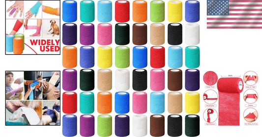 48 Pack Self-Adhesive Sports Bandage Wraps - 3” x 5 Yards, Breathable & Elastic