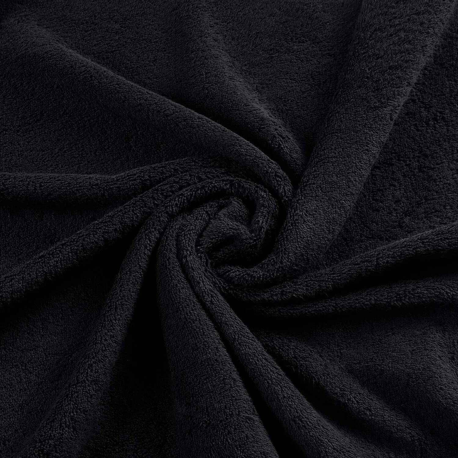 Durable Black Turkish Cotton Bath Towels Set - 4 Plush and Quick-Dry Towels