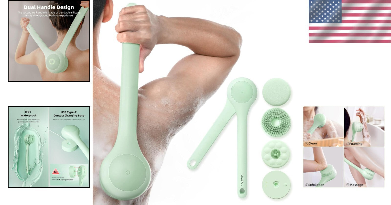 Rechargeable Electric Body Scrubber with Three Heads – Perfect Skin Pampering