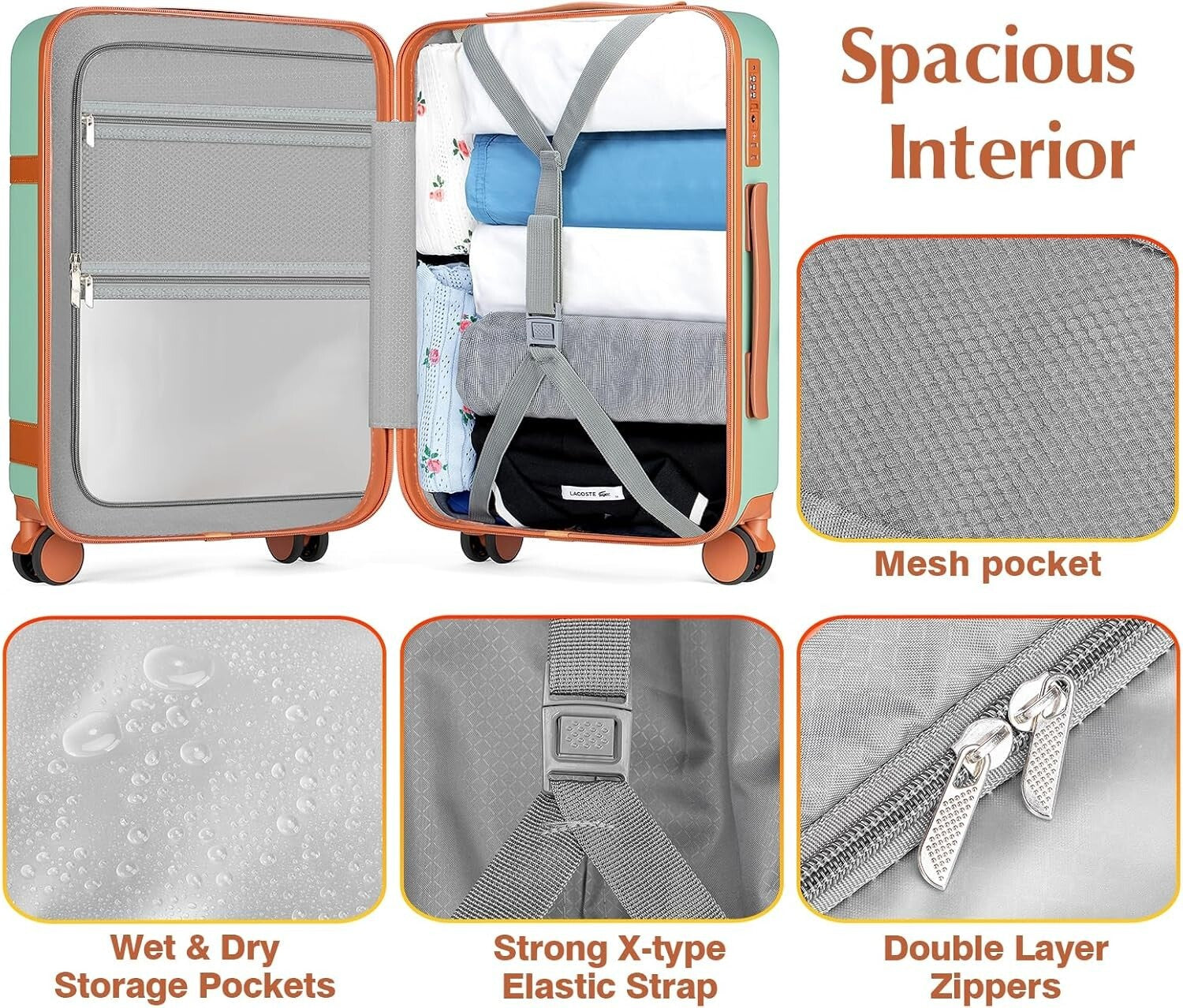 Durable 20 Inch Hardshell Carry On with Integrated 18 Inch Backpack & Organizer