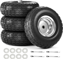 Load image into Gallery viewer, Durable 10 Inch Flat Free Tires for Hand Trucks - 4 Pack with Double Bearings