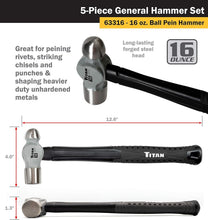 Load image into Gallery viewer, Complete 5-Piece Hammer Collection: Ball Pein, Sledge &amp; More for DIY Projects