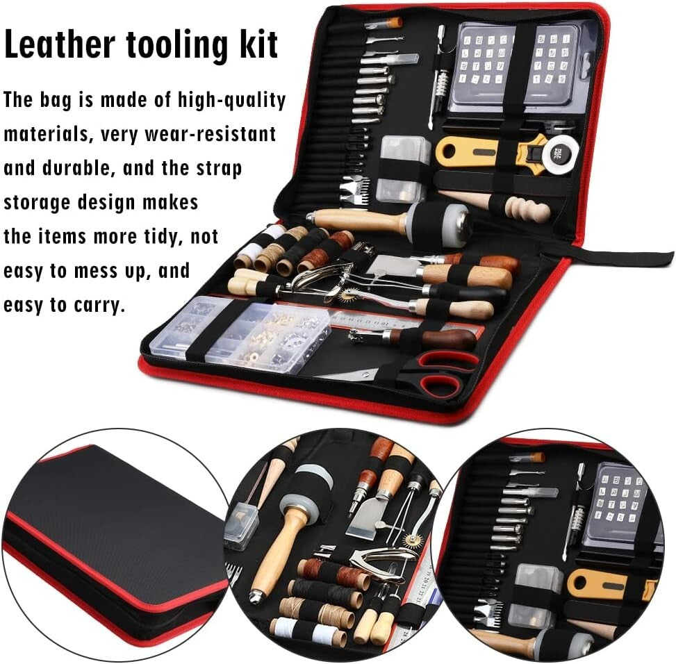 DIY Leather Tooling Kit for Creative Projects - Compact and Portable Design