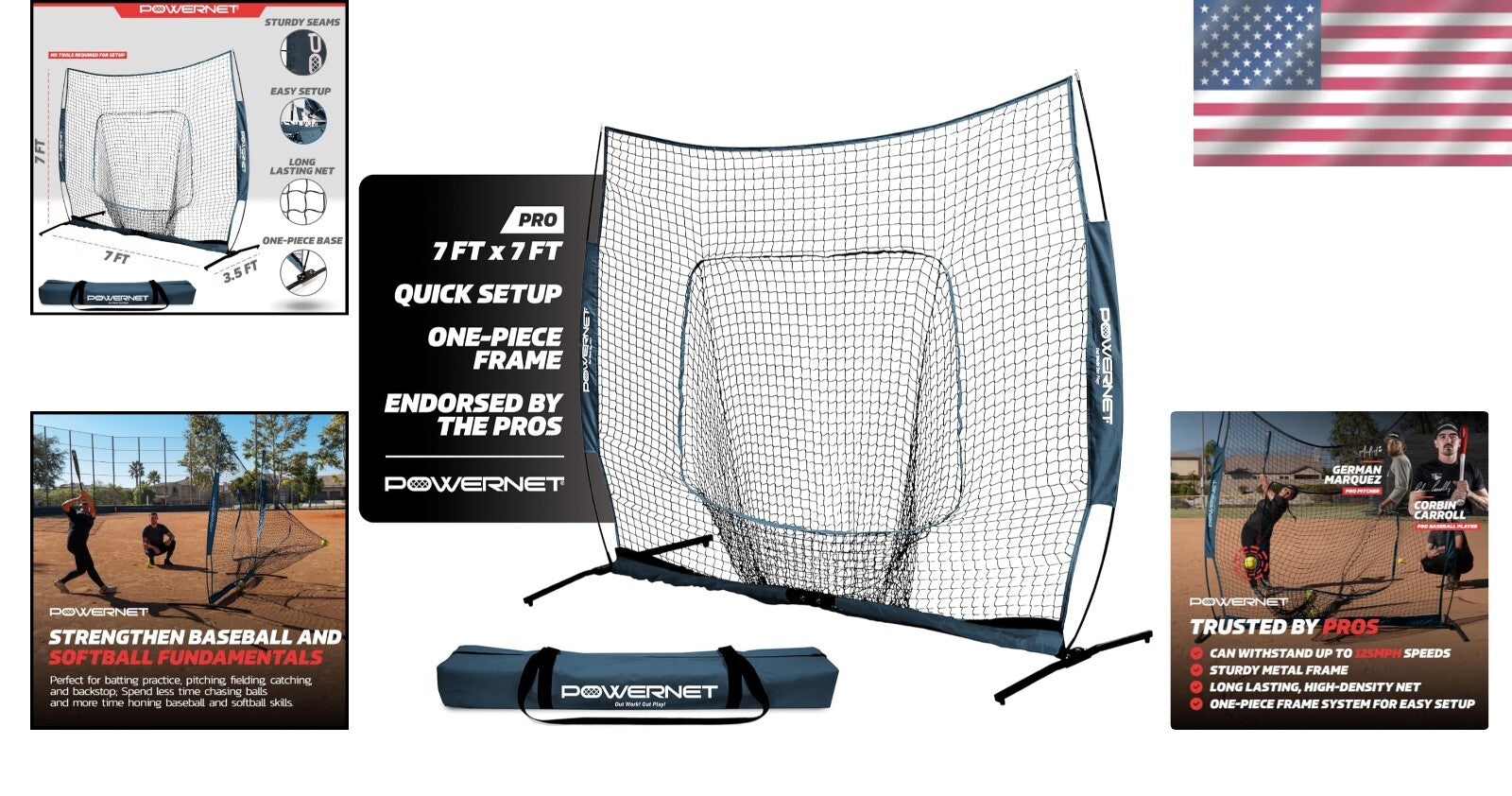 Professional-Grade 7x7 Baseball & Softball Net - Collapsible & Stable Design