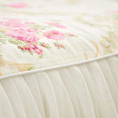 Elegant King Size Dust Ruffled Bed Skirt with 18" Deep Floral Lace Design