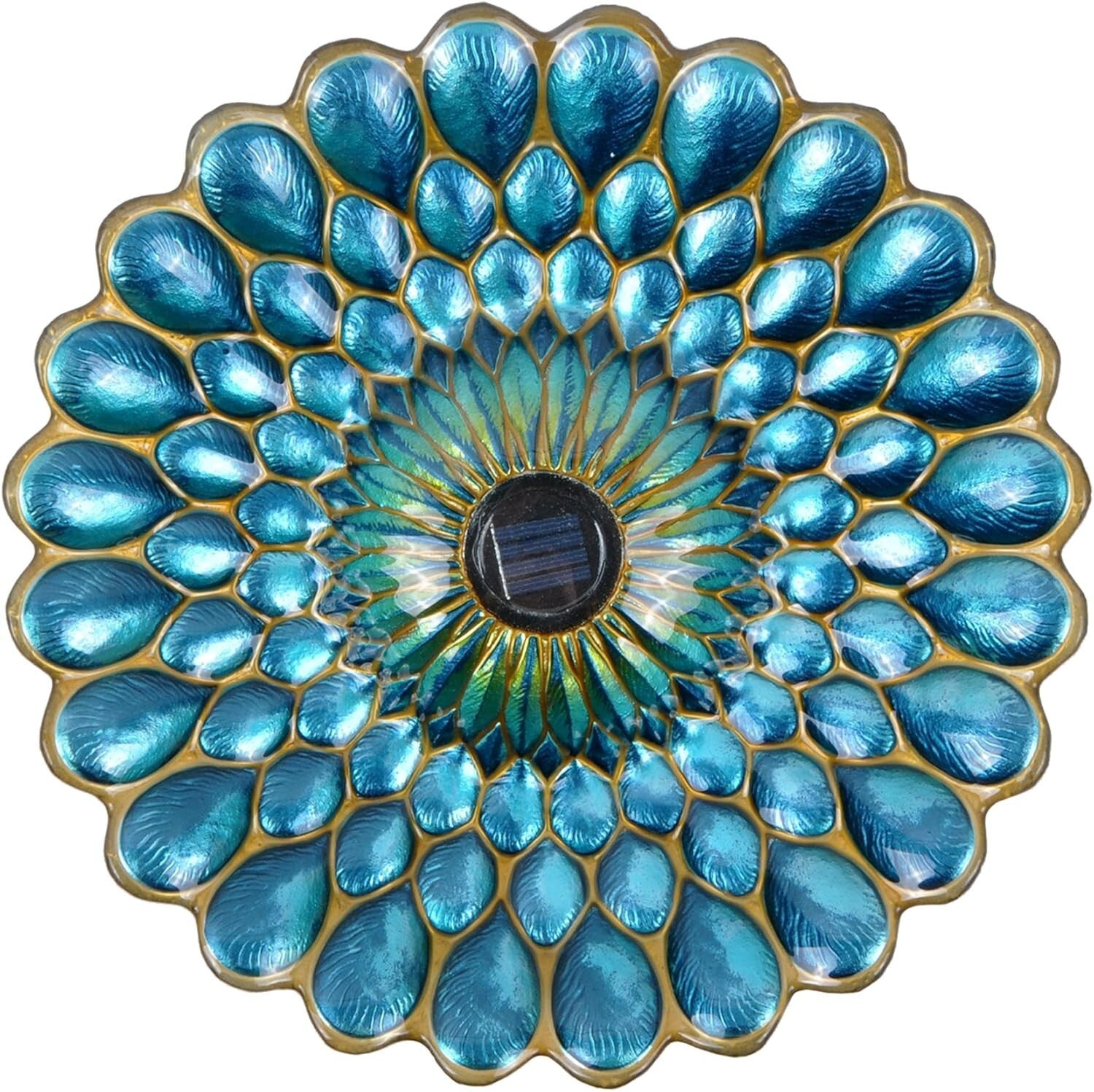 Freestanding 21-Inch Solar Birdbath Bowl with Vibrant Mosaic and LED Light