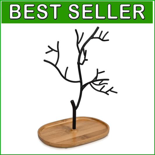 Fashionable Jewelry Tree Stand with Bamboo Base - Perfect for Necklaces & Rings