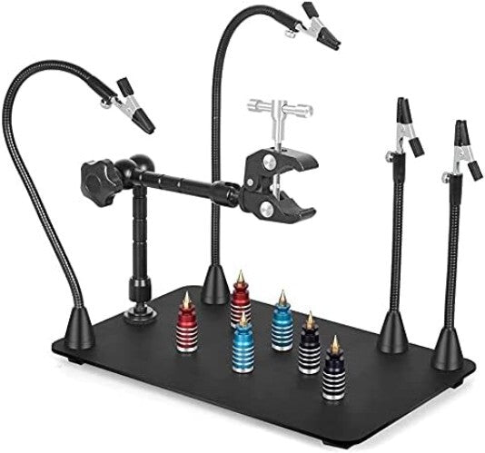 Versatile Soldering Station with Heavy Steel Base & 360° Rotating Hot Air Frame