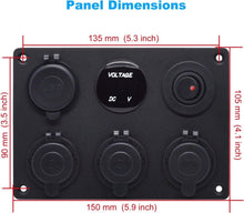 Load image into Gallery viewer, Versatile Panel Mount Dual USB Charger with 3-Way Power Outlet &amp; Toggle Switch
