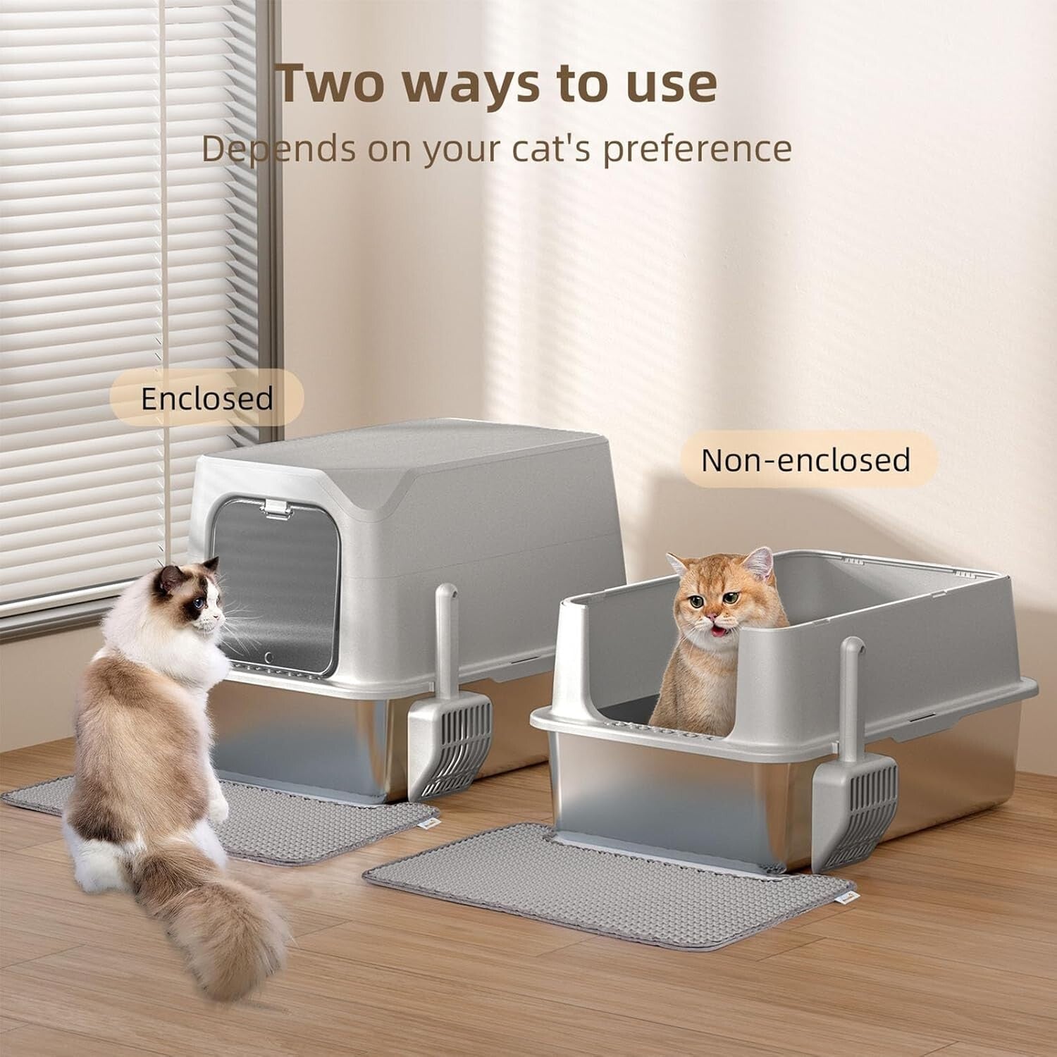 Anti-Leak Extra Large Cat Litter Box with Lid - Ideal for High-Urinating Cats
