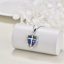 Load image into Gallery viewer, Adjustable Sterling Silver Shield Armor Cross Pendant Necklace for All Occasions