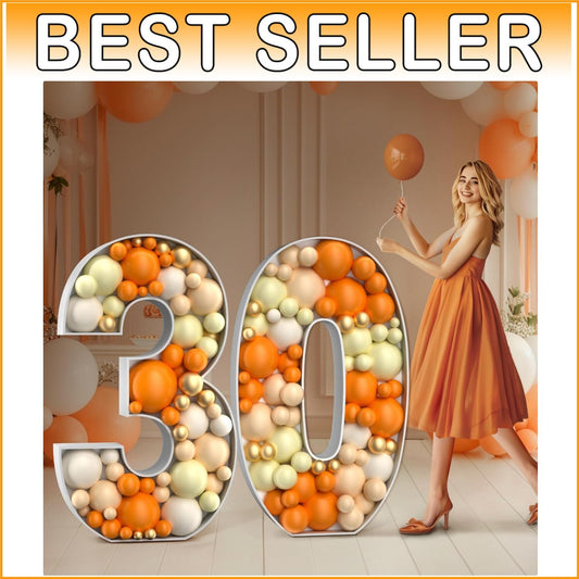 Customizable 4FT Balloon Number Frame for 30th Birthday & Anniversary Decor