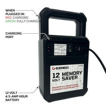 Load image into Gallery viewer, Compact 12V Memory Saver and Built-In Charger for Vehicle Maintenance - Black