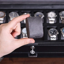Load image into Gallery viewer, Modern 12-Slot Watch and Jewelry Organizer with Microsuede Liner, Black/Grey