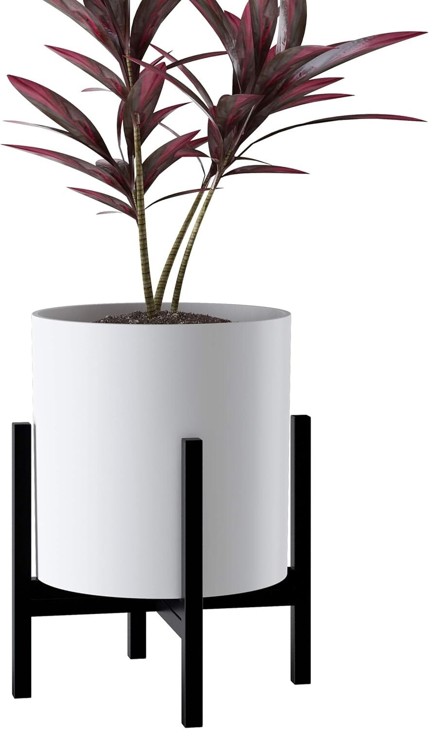 Elegant 12-Inch Round Matte White Pot with Drainage Plug - Indoor/Outdoor Use