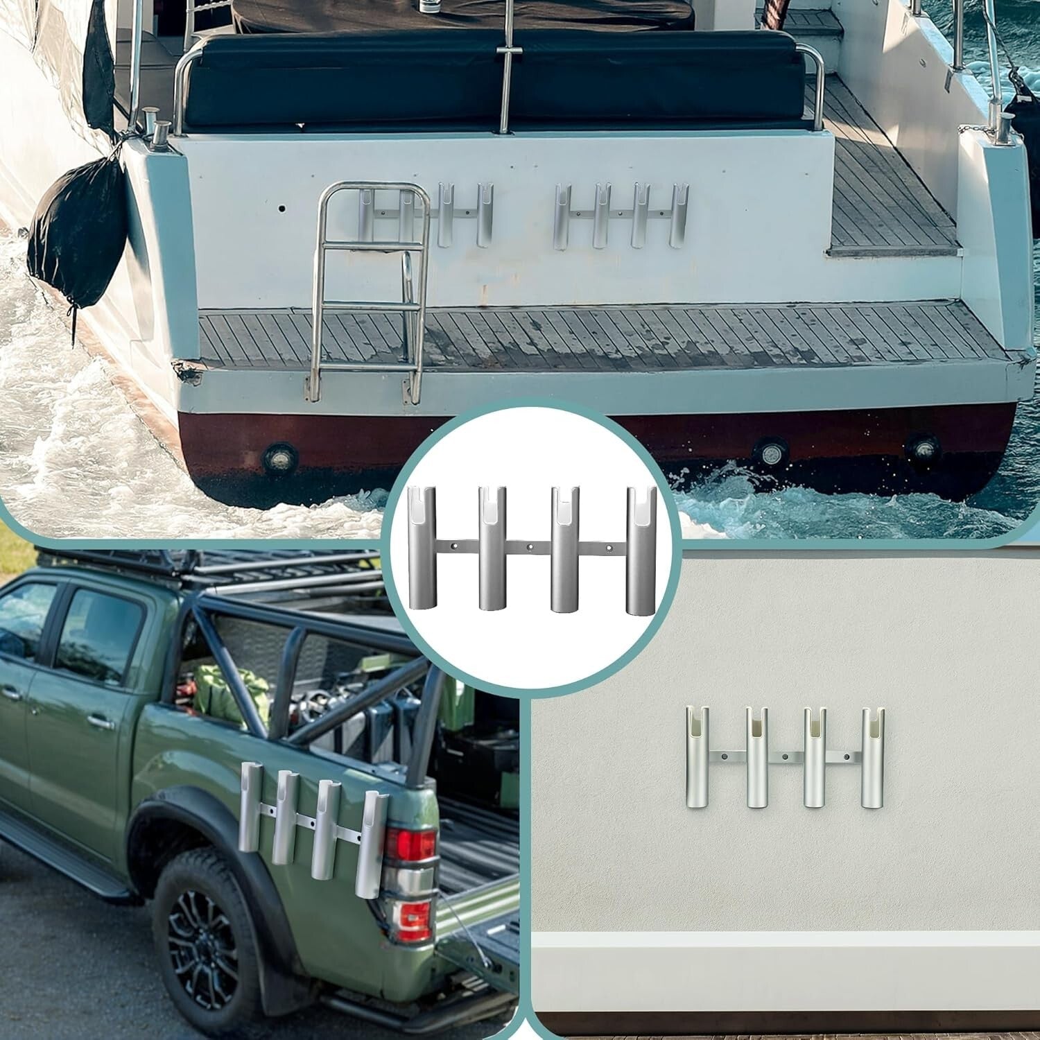 Premium Aluminum Fishing Rod Holder - 4 Rod Capacity with Scratch-Proof Lining