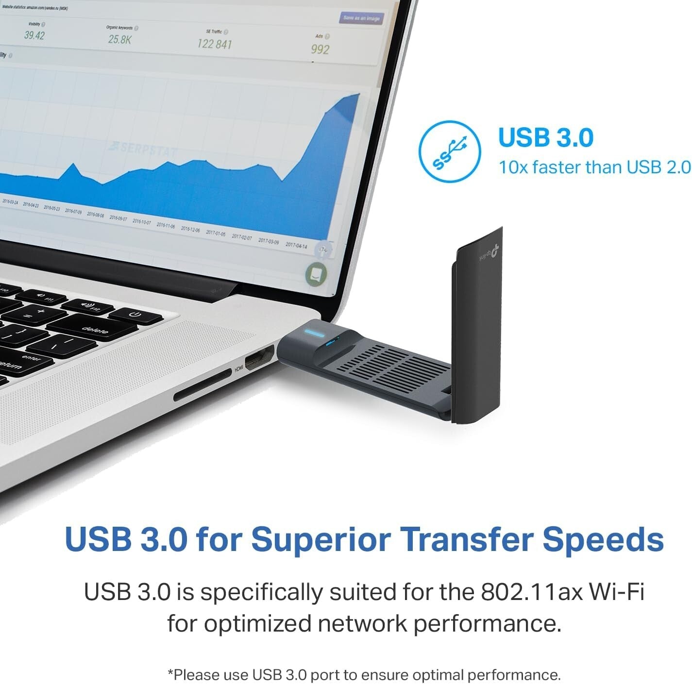 Compact WiFi 6E USB Adapter - Tri-Band, Ultra-Low Latency for Gamers & Streamers