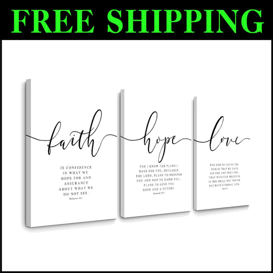 Elegant 3-Piece Bible Verse Wall Art - 16x24 Framed Canvas Prints for Any Room