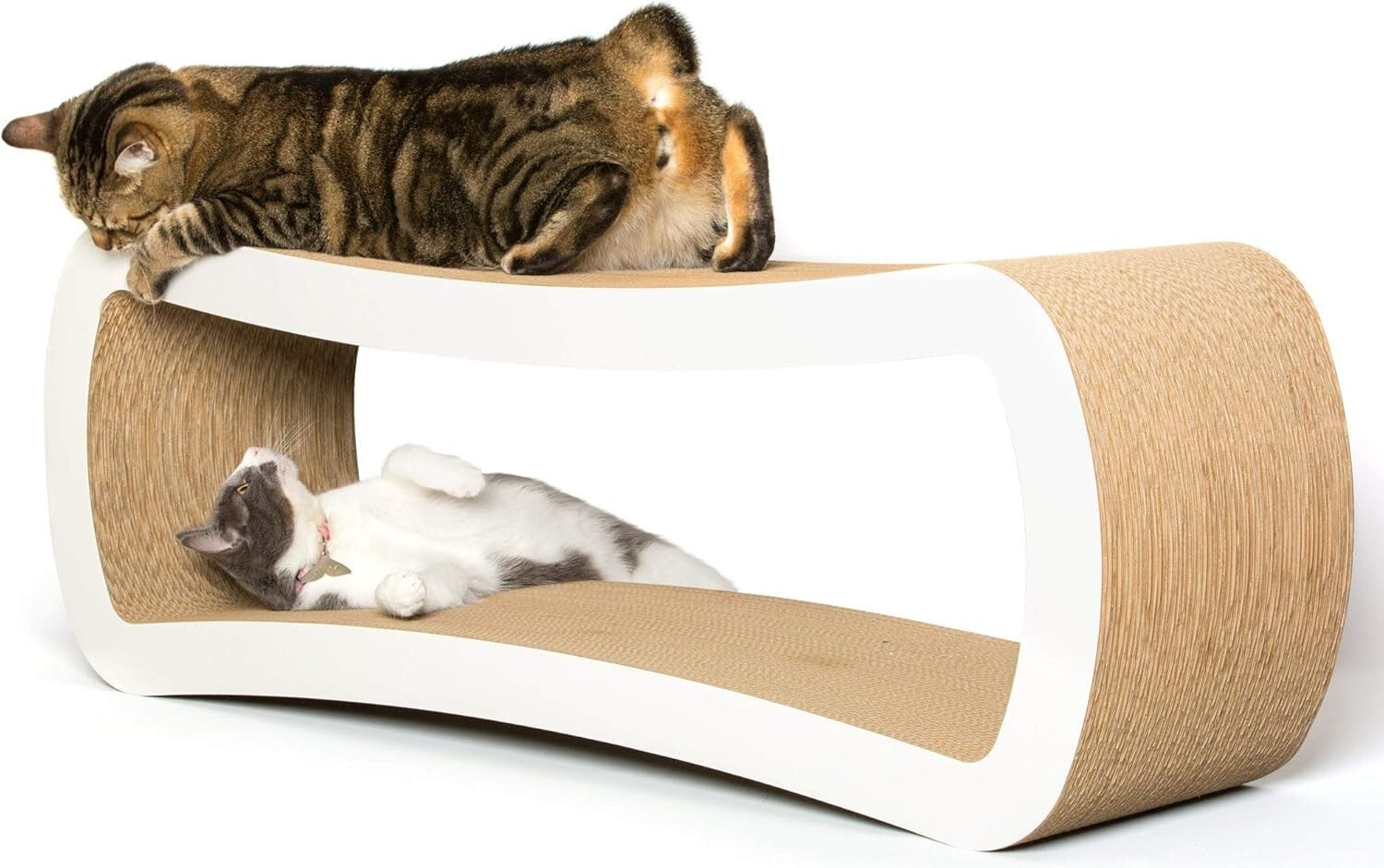 Jumbo Cat Scratcher Lounge - Stylish 39" White Cardboard Perch for Playtime