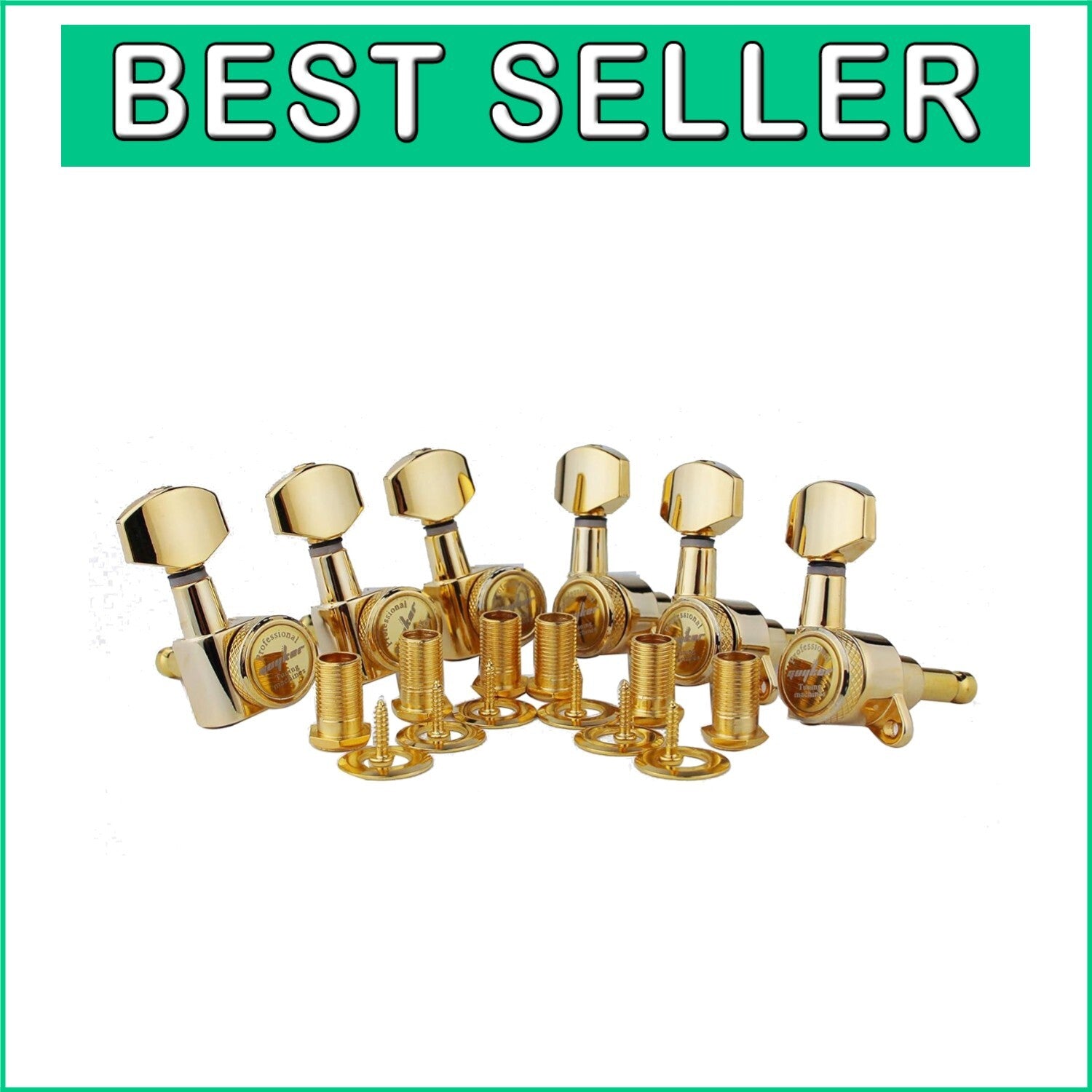 Easy Install 6 Gold Locking Tuners for Right-Handed Electric & Acoustic Guitars