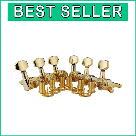 Easy Install 6 Gold Locking Tuners for Right-Handed Electric & Acoustic Guitars