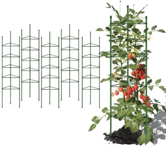 6-Pack 6ft Green Tomato Cages - Durable Support for Climbing Plants & Vegetables