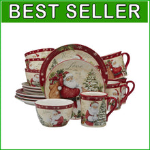 Load image into Gallery viewer, Enchanting 16-Piece Holiday Dinnerware Set by Susan Winget - Festive Table Decor