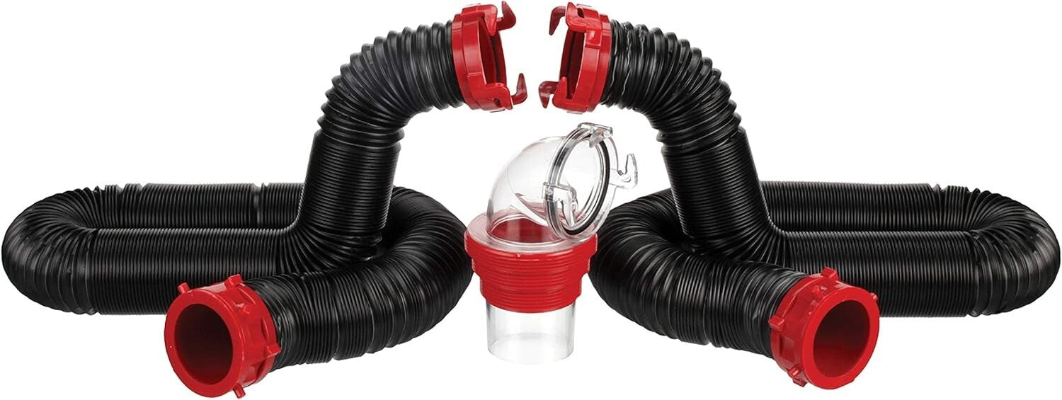 Durable 20-Foot RV Sewer Hose Kit - 2 Collapsible Hoses & 90-Degree Adapter