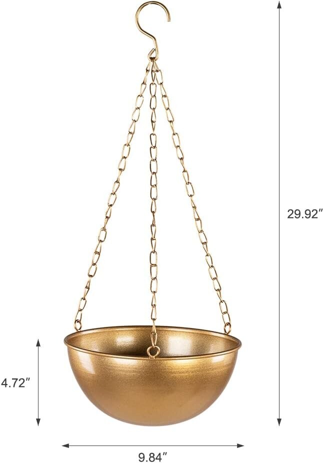 Elegant 10-Inch Gold Hanging Plant Pot - Perfect for Mid Century Modern Decor