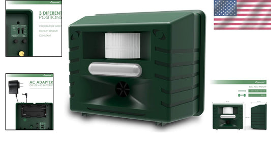 Adjustable Ultrasonic Animal Repeller - Waterproof with Extension Cord & 3 Modes