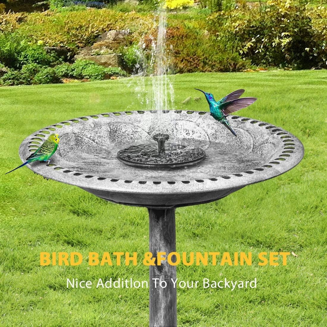 Elegant Polyresin Garden Fountain & Bird Bath Combo - Lightweight & Durable