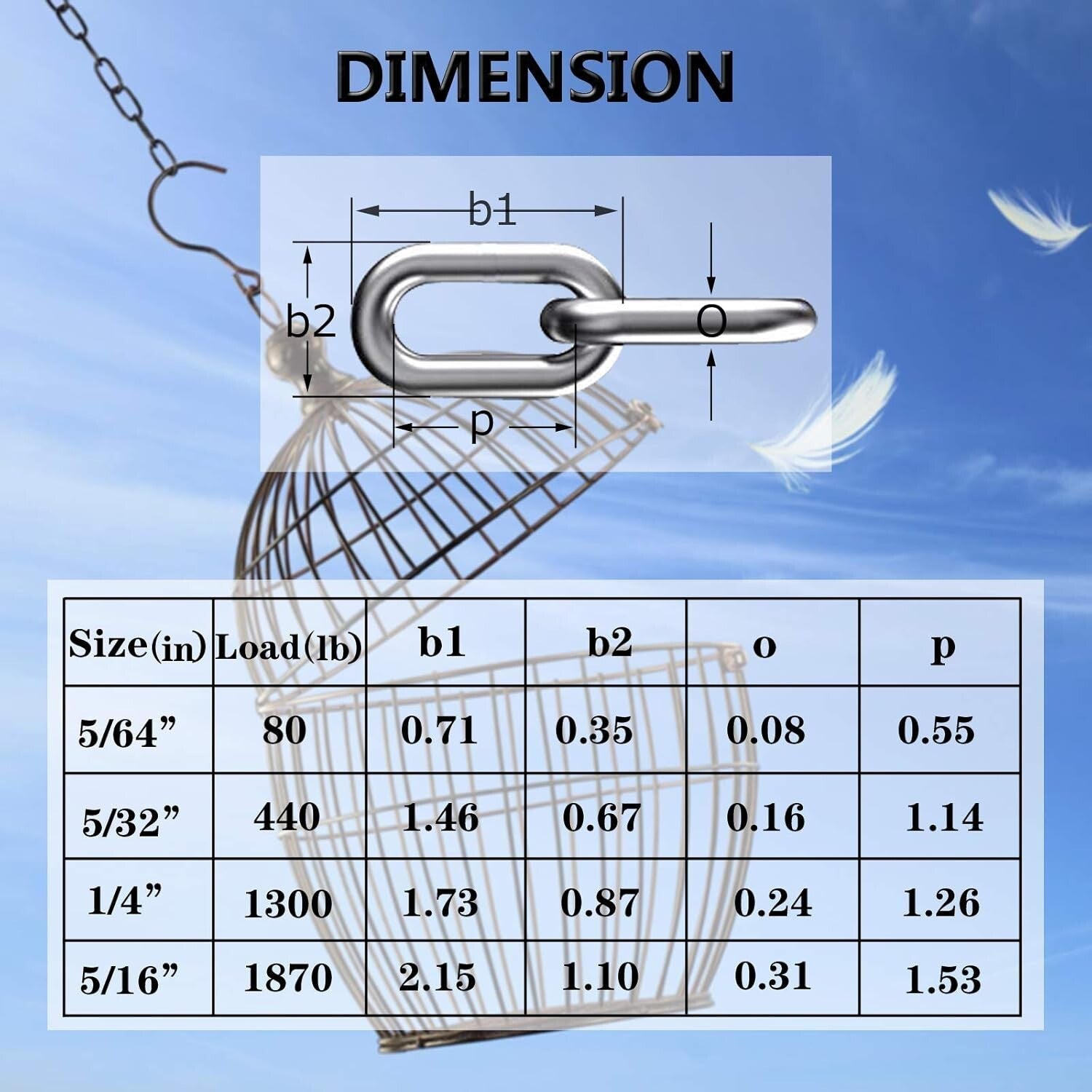 6.5ft Heavy Duty Stainless Steel Link Chain - 5/16in, Ideal for Towing & Hanging