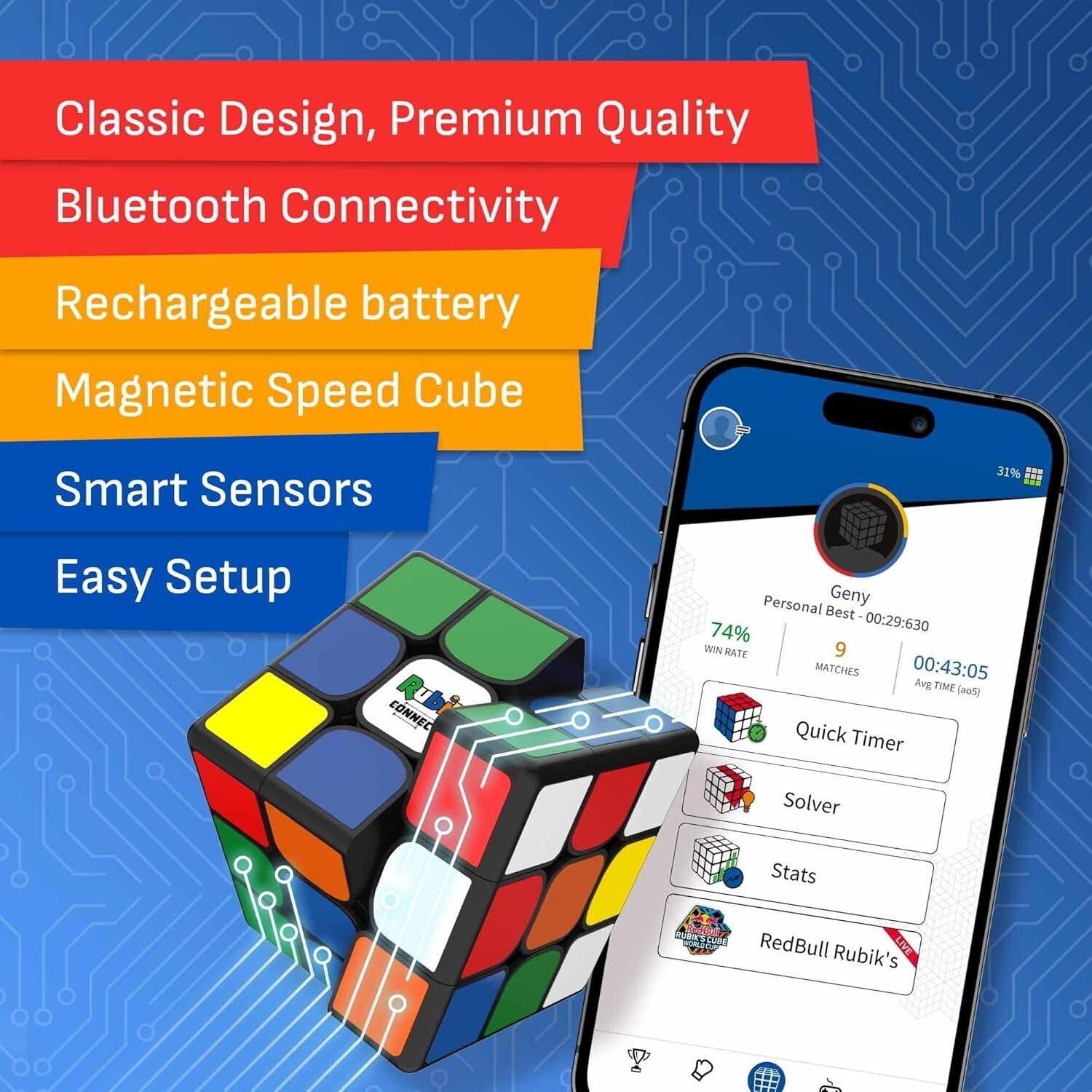 Interactive 3x3 Rubik’s Cube with App - Track Progress & Compete Globally