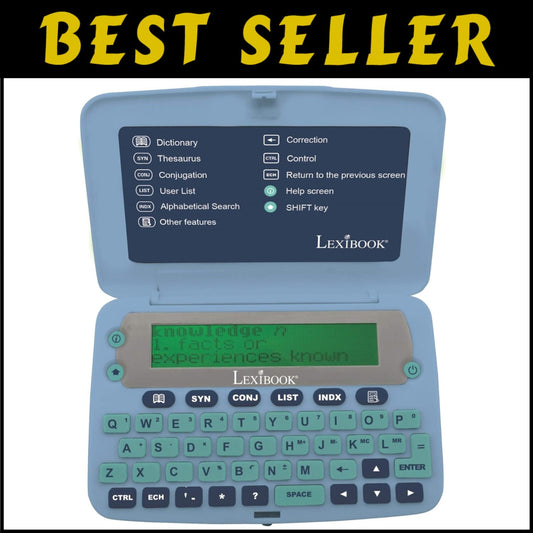 Ergonomic English Language Tool with Dictionary, Thesaurus & Games - Blue/Grey