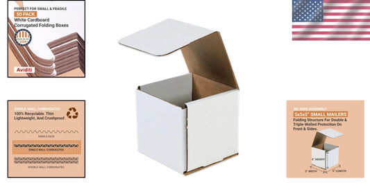 Bulk 50-Pack 5x5x5 Corrugated Boxes - Strong, Lightweight Shipping Solutions