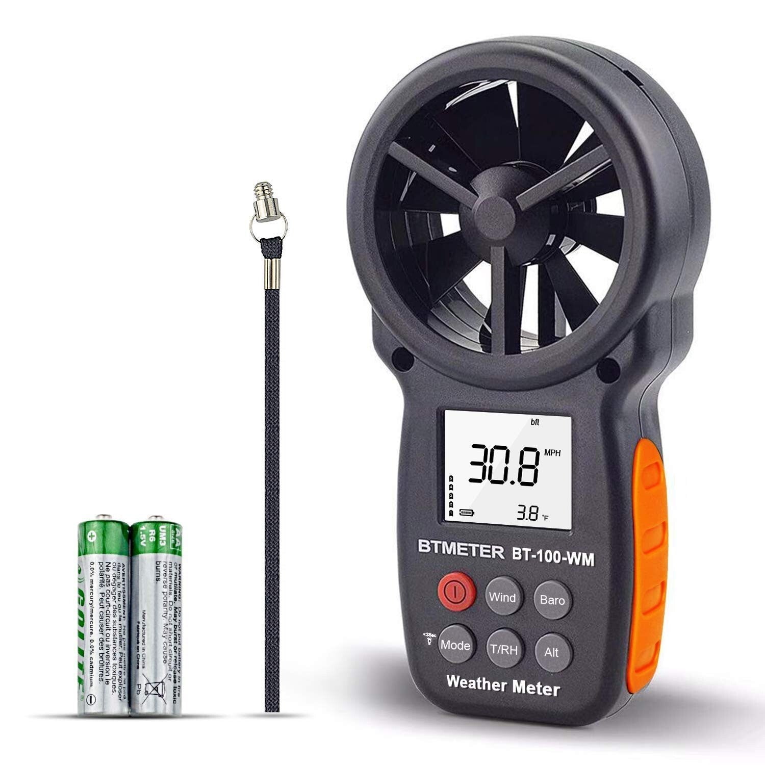 Portable Anemometer with LCD Backlight: Measure Wind Speed & Barometric Pressure