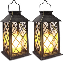 Load image into Gallery viewer, Durable Solar Lanterns with Auto On/Off – 2-Pack, 10 Lumen Flickering Light