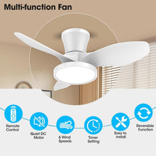 Load image into Gallery viewer, Modern Minimalist 32-Inch Ceiling Fan with Adjustable LED Light &amp; Remote Control