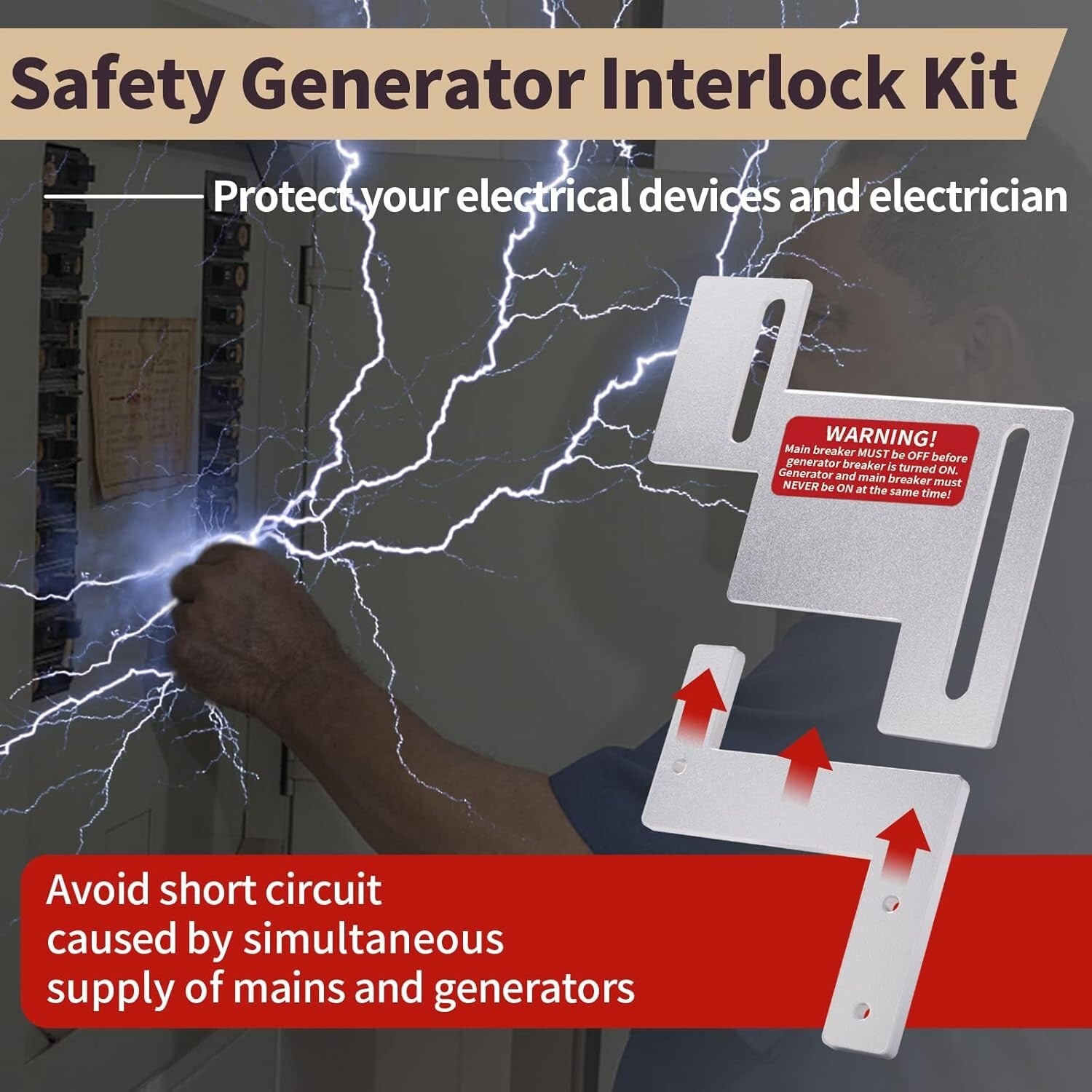 Eaton Cutler Hammer 200 Amp Generator Interlock Kit with Durable Aluminum Plates