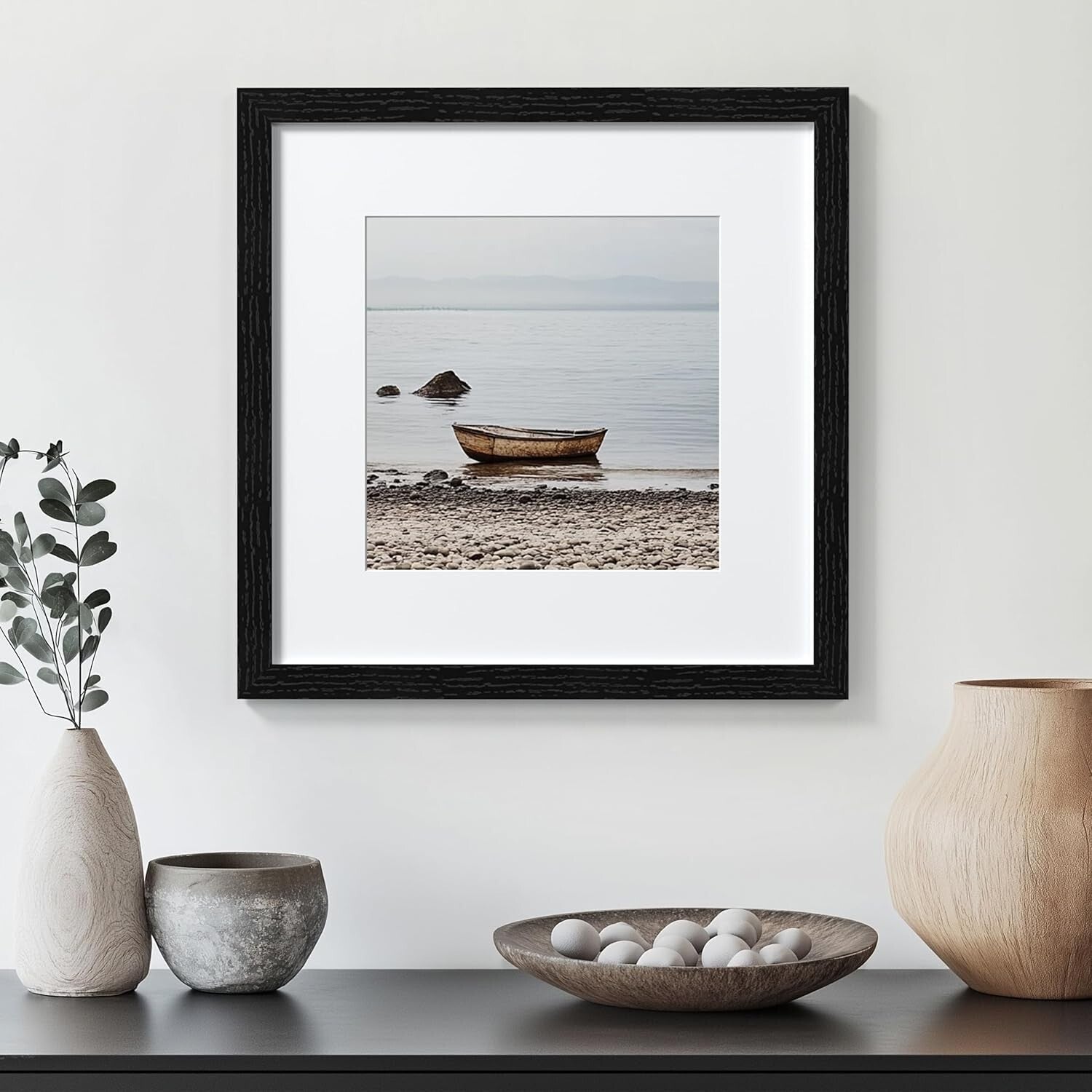 Elegant Black Picture Frame Set for 14x14 and 10x10 Photos - Collage Decor