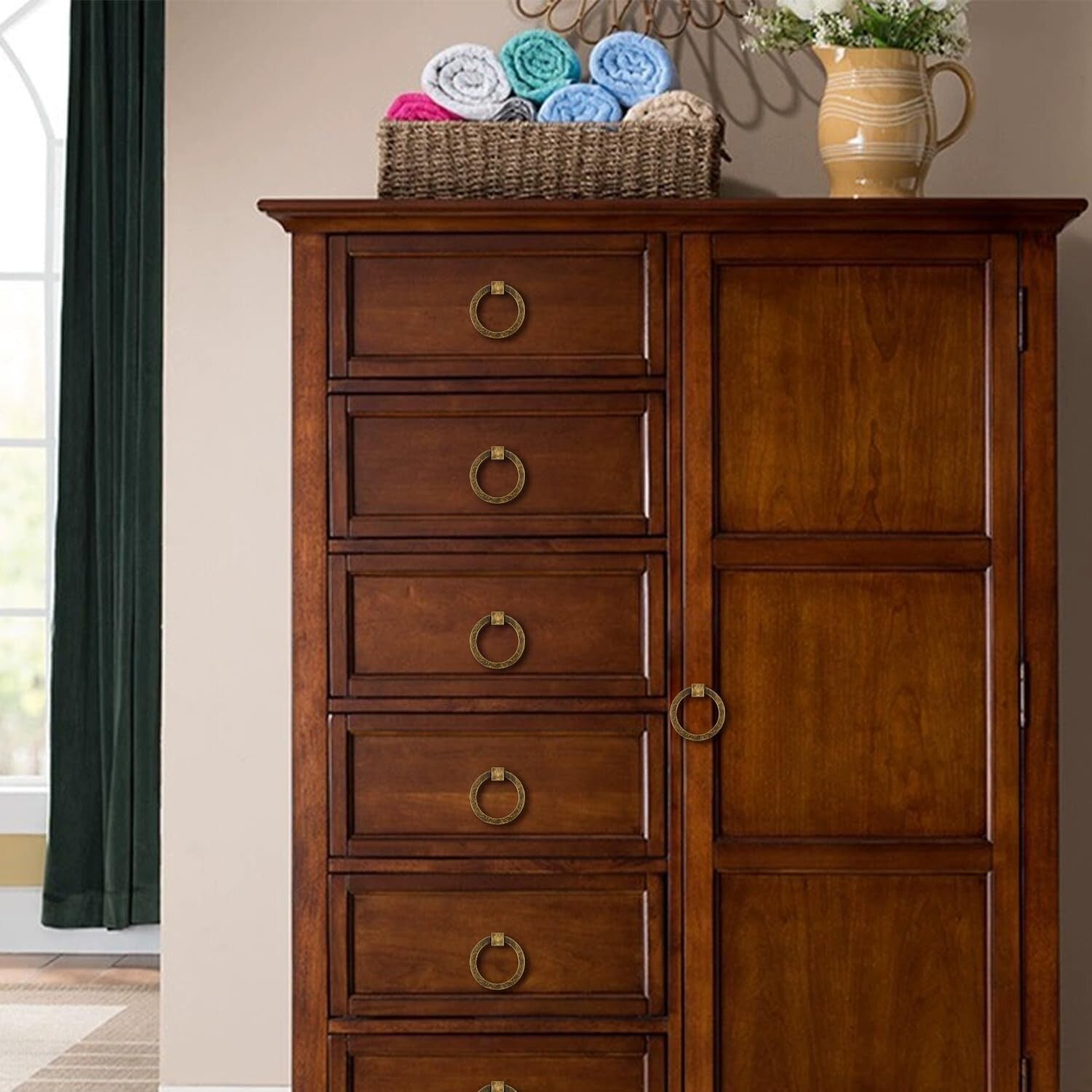 Elegant 12-Piece Antique Brass Round Pulls - Easy Install Cabinet Handles