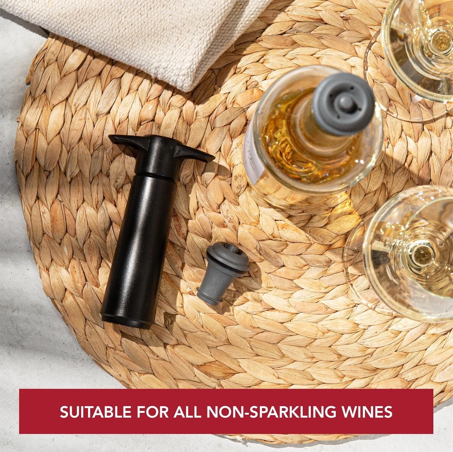 12 Extra Wine Stoppers for Vacuum Storage - Keeps Wine Fresh Up to 2 Weeks