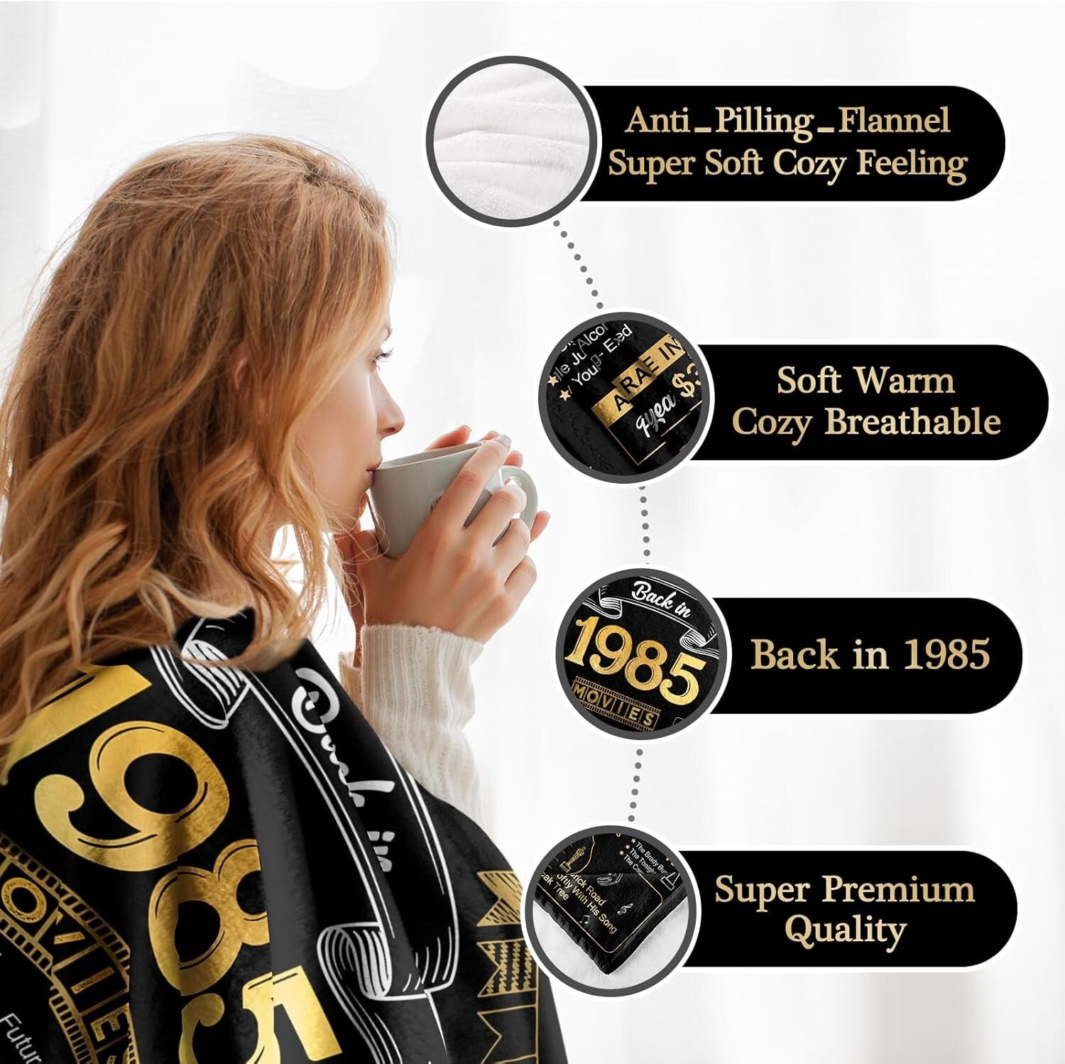 Golden 1985 Fleece Throw Blanket - Perfect 40th Birthday & Anniversary Gift