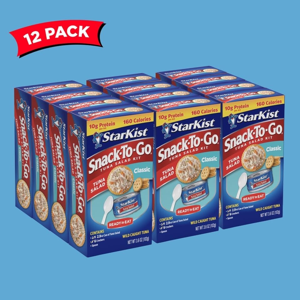 12-Pack Ready-to-Eat Tuna Salad Kits with Crackers - Quick & Delicious Meals